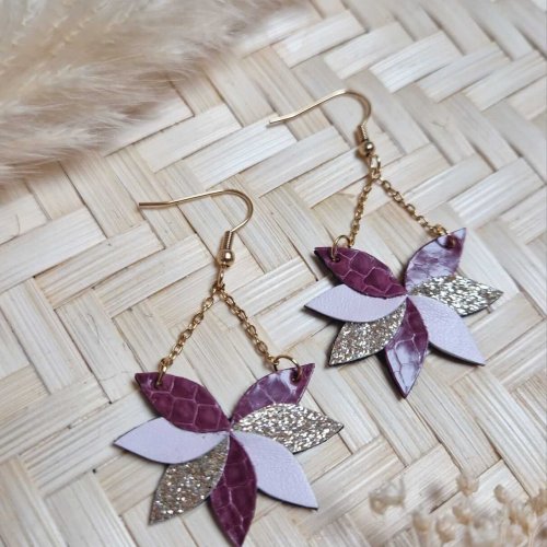 Boucles d'oreilles Ari rose / doré
