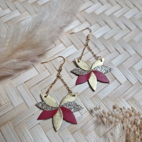 Boucles d'oreilles Ari rouge / doré