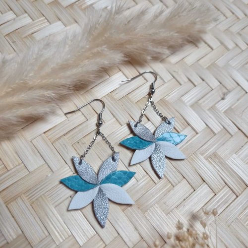 Boucles d'oreilles Ari turquoise / argenté