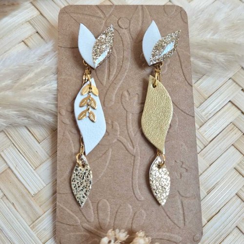 Boucles d'oreilles Tilapia blanc / doré
