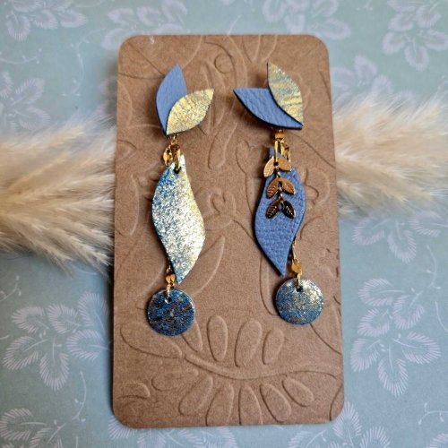 Boucles d'oreilles Tilapia bleu / doré