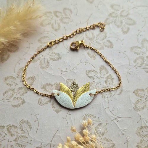 Bracelet Lotus blanc / doré
