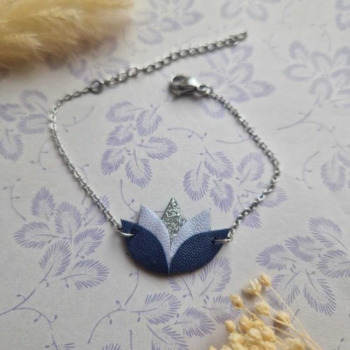 Bracelet Lotus lavande / argenté