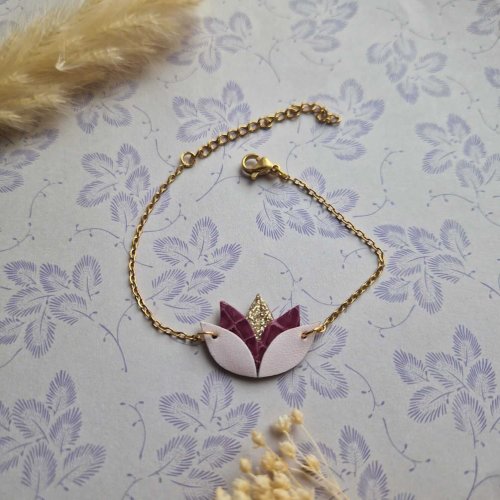 Bracelet Lotus rose / doré