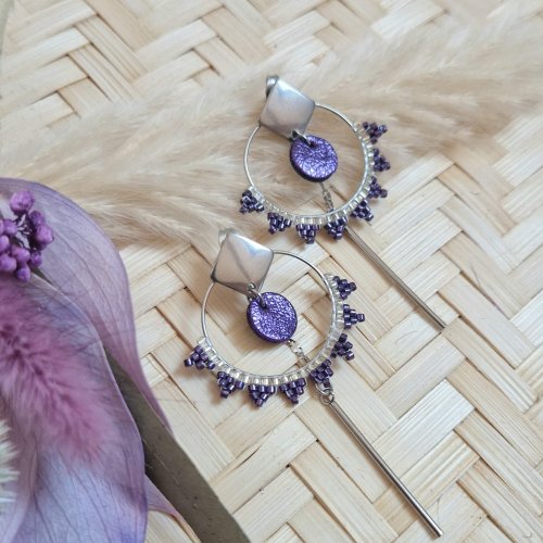 Boucles d'oreilles ”Miki” violet / argenté