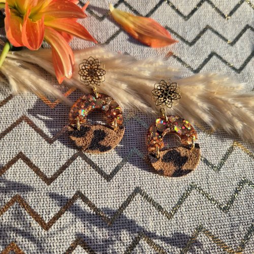 boucles d'oreilles Céra motif léopard