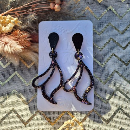 Boucles d'oreilles "Alis" noir-rose