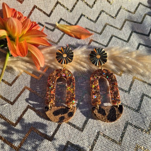 boucles d'oreilles arcéra motif léopard