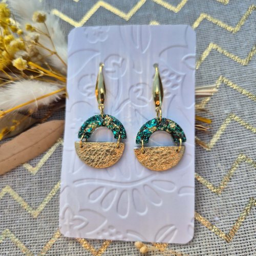 boucles Cérina vert-doré