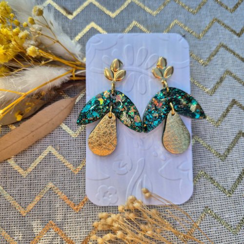 boucles champi vert-doré