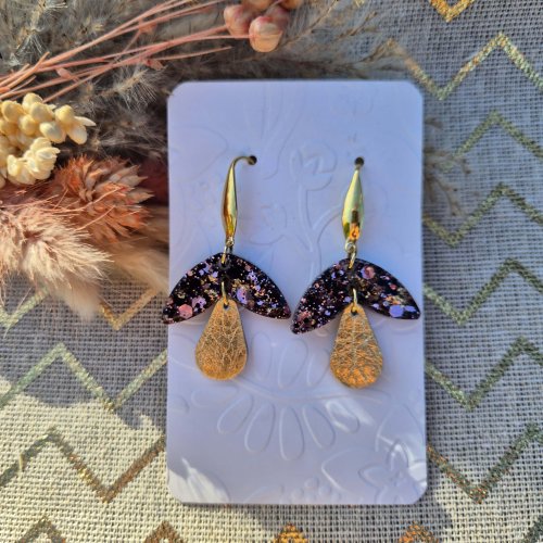 boucles champini noir-rose-doré