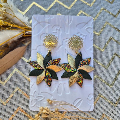boucles Flora kaki doré