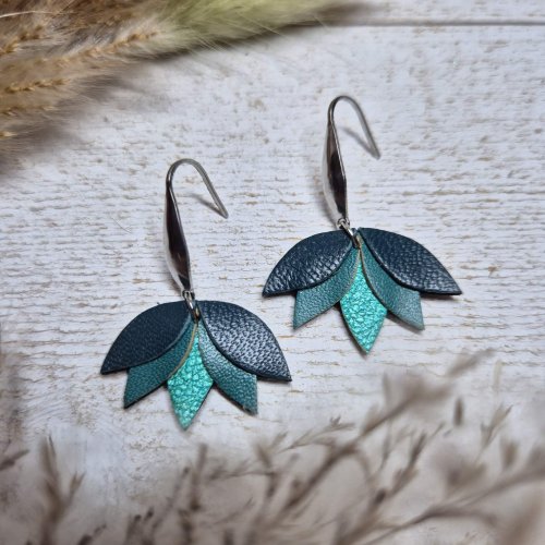 boucles d'oreille lotus verts