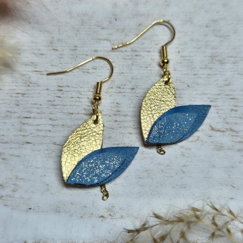 boucles swan bleu doré