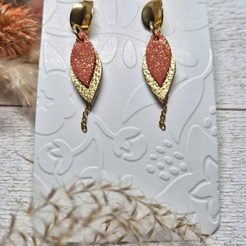 boucles d'oreille faya corail doré