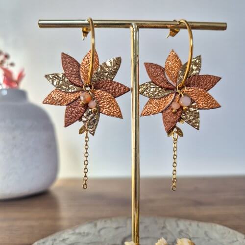 Boucles d'oreilles créoles "Flora" orangés
