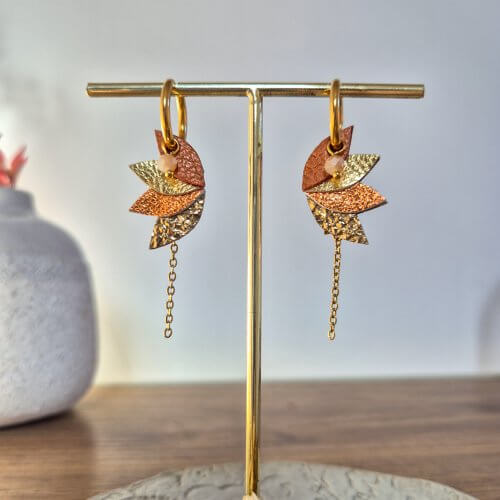 Boucles d'oreilles créoles "Cielina" orangé/doré