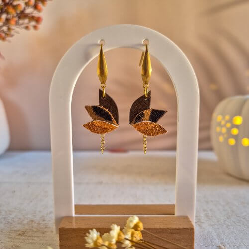 Boucles d'oreilles "Naelya" léopard/orangé/marron